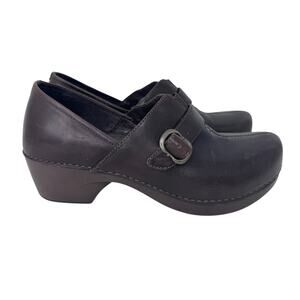 Dansko Shoes Womens 39 Tamara Casual Slip On Comfort Wedge Clogs Brown Leather‎